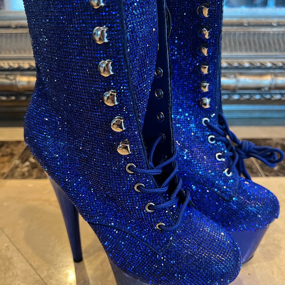 Breathtaking Blue Rhinestone Pleaser Boots 💙